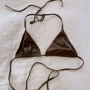 Leather Triangle Bikini Top